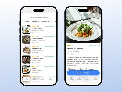 Goût - Restaurants app cafe clean cuisine drumncode food france glass list mobile mobile app paris restaurant