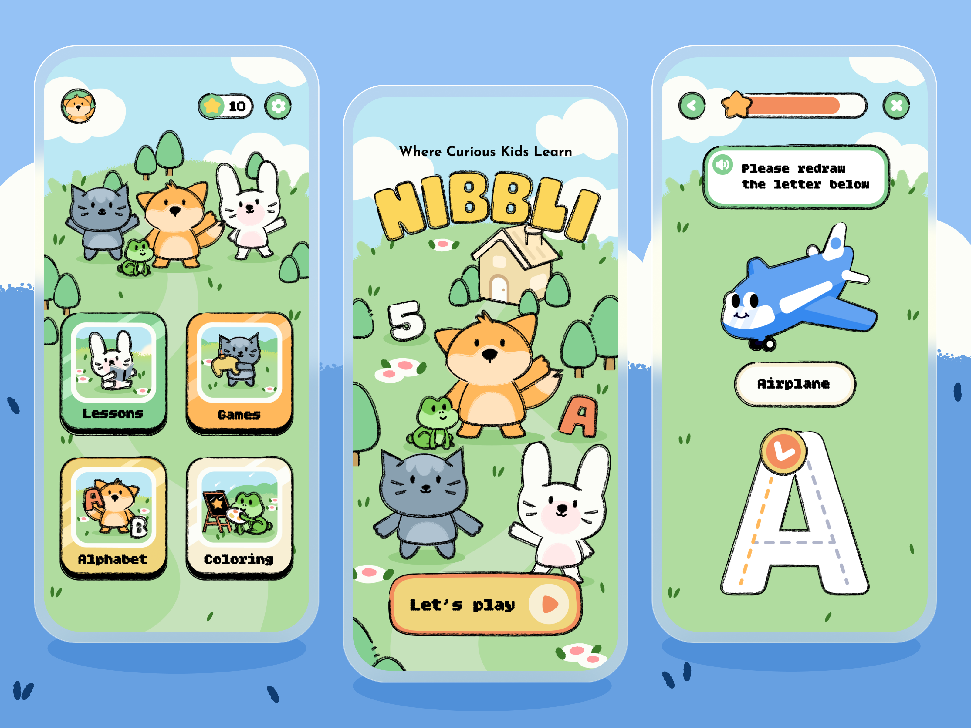 Nibbli – Playful Learning App for Kids app design branding character design educational design game game design graphic design illustration kids educational learning app logo ui