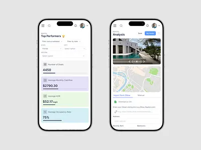 AirProfit Mobile App-Real Estate Analytics analytics app app design clean interface dashboard ui data visualization fintech ui investment app mobile dashboard mobile ui modern ui property analytics real estate ui rental dashboard saas mobile app ui ux design