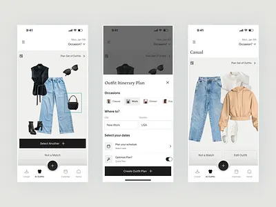 Wardrobe Mobile App UI Design | AI Outfit Planner App ai app app design app ui closet app fashion app mobile app mobile app design mobileui outfit planner ui design ui ux wardrobe app