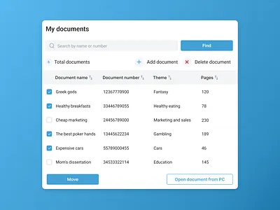 Document search table documents figma organizer searchbar table tabledesign ui uxui design webapp webappdesign