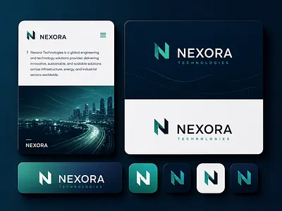 NEXORA Brand Identity brand identity branding colours creative design figma graphic design logo pitch deck ui visuality