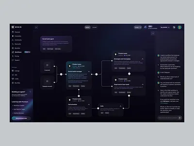 Workflows Page - Krain AI app design crypto crypto app design crypto banking crypto trading cryptocurrency dark ui decentralized finance defi app fintech mobile app mobile app design product design saas startup trading app user interface