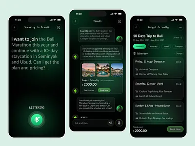 Agentic AI Travel Planner App agentic ai agentic automation ai ai travel app dark ui figma mobile mobile app mobile app design mobile ui technology travel travel app trip planner ui ui ux