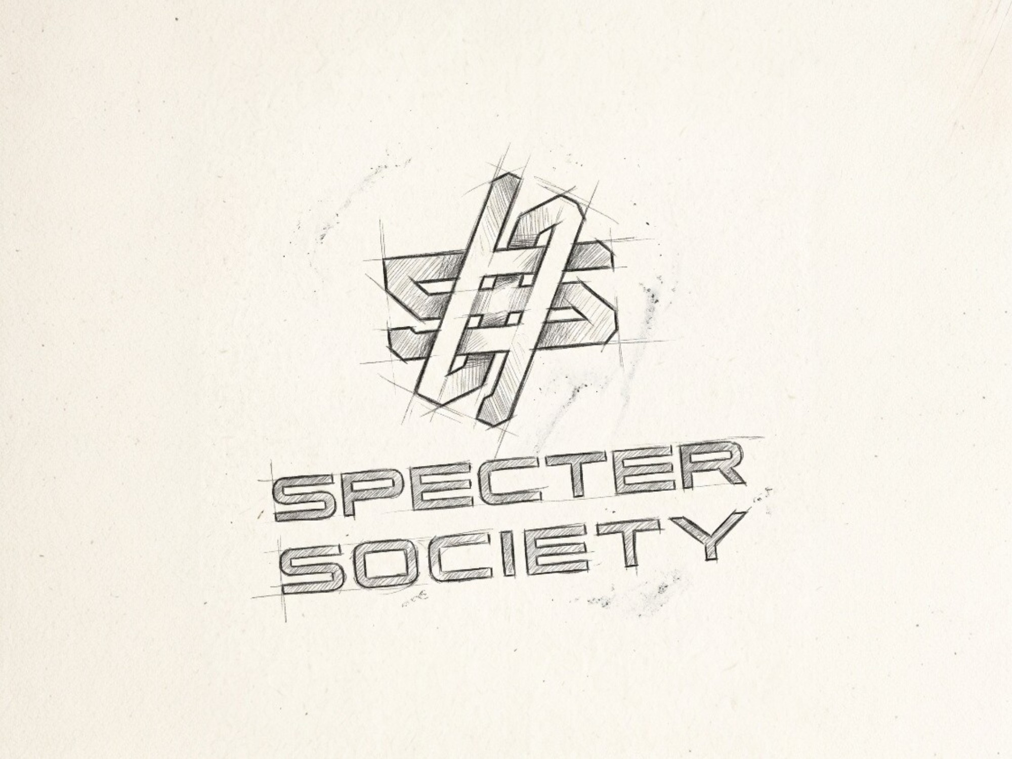 Specter Society — Logo Sketch & Identity Concept brandidentity branding handdrawn identitydesign illustration lettering logodesign logomark logotype monogram sketch typography ui