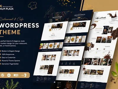 🍽️ Palmplaza – Restaurant & Cafe WordPress Theme cafetheme dribbble elementor palmplaza restaurantwebsite wordpresstheme