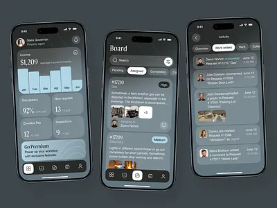Corporate Real Estate Management Mobile App apartments app layout b2b saas business app card ui crm dashboard custom app kanban mobile app design mobile app ui mobile dashboard mobile ui modern app ui notification ui property management website real estate website saas dashboard timeline ui tracker ui ux design