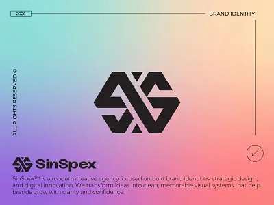 SinSpex – Abstract S Logo & Brand Identity for Creative Agency 3d logo abstract logo agency logo brand identity branding corporate identity creative agency creative logo custom logo futuristic logo gradient logo letter s logo design logomark minimalist logo modern logo startup branding tech logo tech startup visual identity