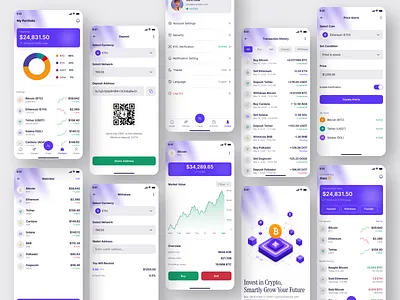 Crypto Investment Mobile App 3d illustration app illustration app onboarding bitcoin app blockchain crypto app crypto dashboard cryptocurrency digital wallet dribbble shot finance app fintech app investment app isometric design mobile app design mobile ui trading app ui design ux design web3 design