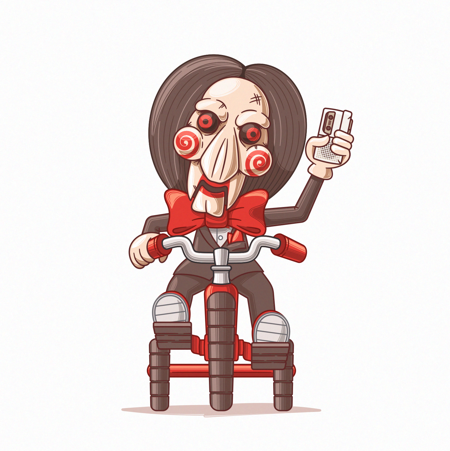 HORROR ICONS: BILLY THE PUPPET billy caricature cartoon character creepy funny horror illustration isolated movie puppet saw scary spooky vector white background