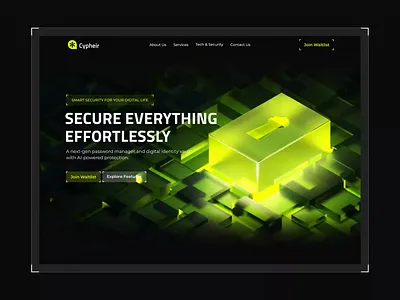 Cypheir Home Page Animation 3d 3d animation 3d ui 3d web animation cybersecurity dark ui interaction design ui animation ui design uiux web deisgn web design website