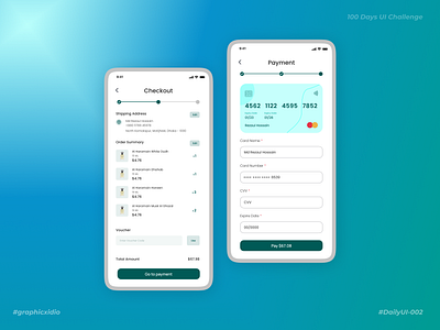 Credit Card Checkout | Daily UI - 002 checkout credit card checkout daily ui challenge dailyui design graphicxidio minimal mobile app mobile ui rezaul hossain ui uiux uxui