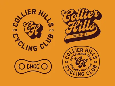 Collier Hills Cycling Club Lockups badge bike brand branding chain cycling design lettering lockup vintage