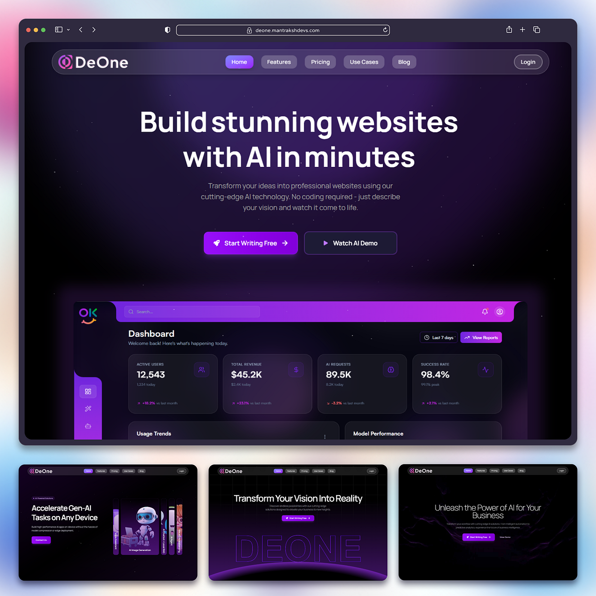 Modern AI Landing Page Experience | DeOne