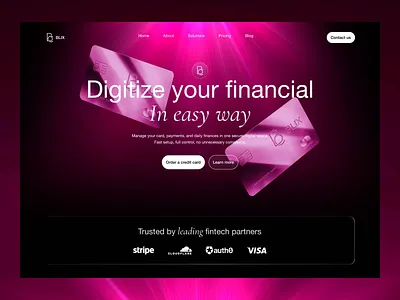 Banking Card Landing Page animation banking card clean desktop development fintech hero landing page modern motion shopify ui ux web design webflow website wordpress