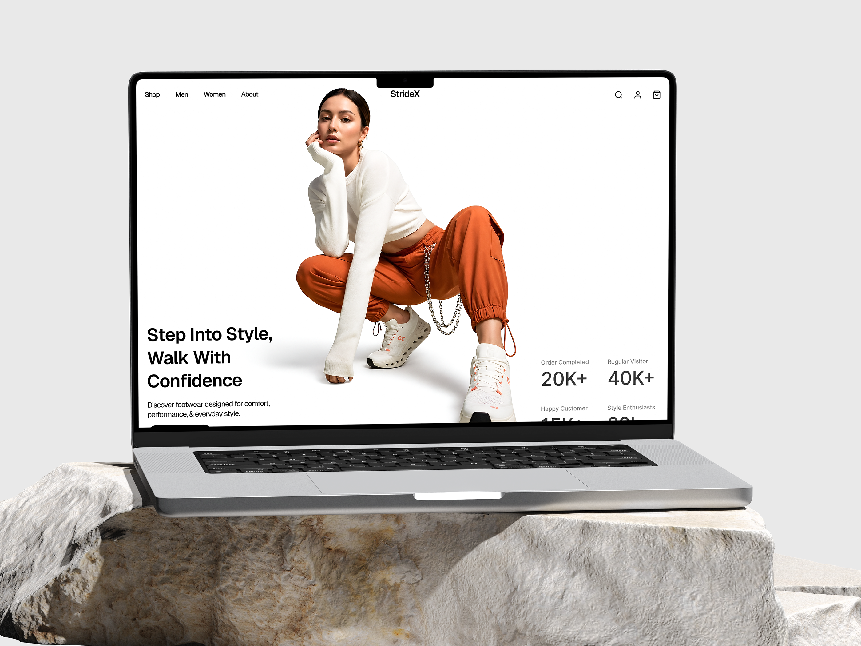 Shoe Brand Landing Page Hero Section UI | Sneaker Web UI Design ecommerce design ecommerce ui footwear brand hero section hero section ui interface design landing page product design shoe e commerce landing page shoe website sneaker store sneaker ui sneakers landing page ui ui design user interface ux design web design web ui web ui design