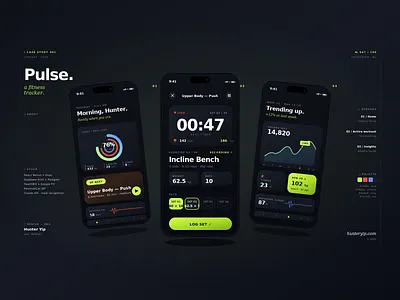 Pulse fitness tracker animation app branding fitness graphic design mobile app sports ui webdesing