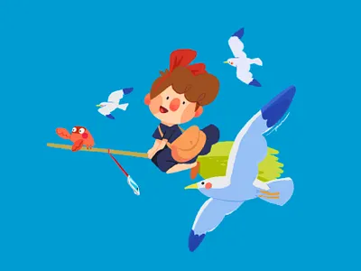 Kiki cartoon character color cute design fanart ghibli illustration japanese jiji kiki movie studio