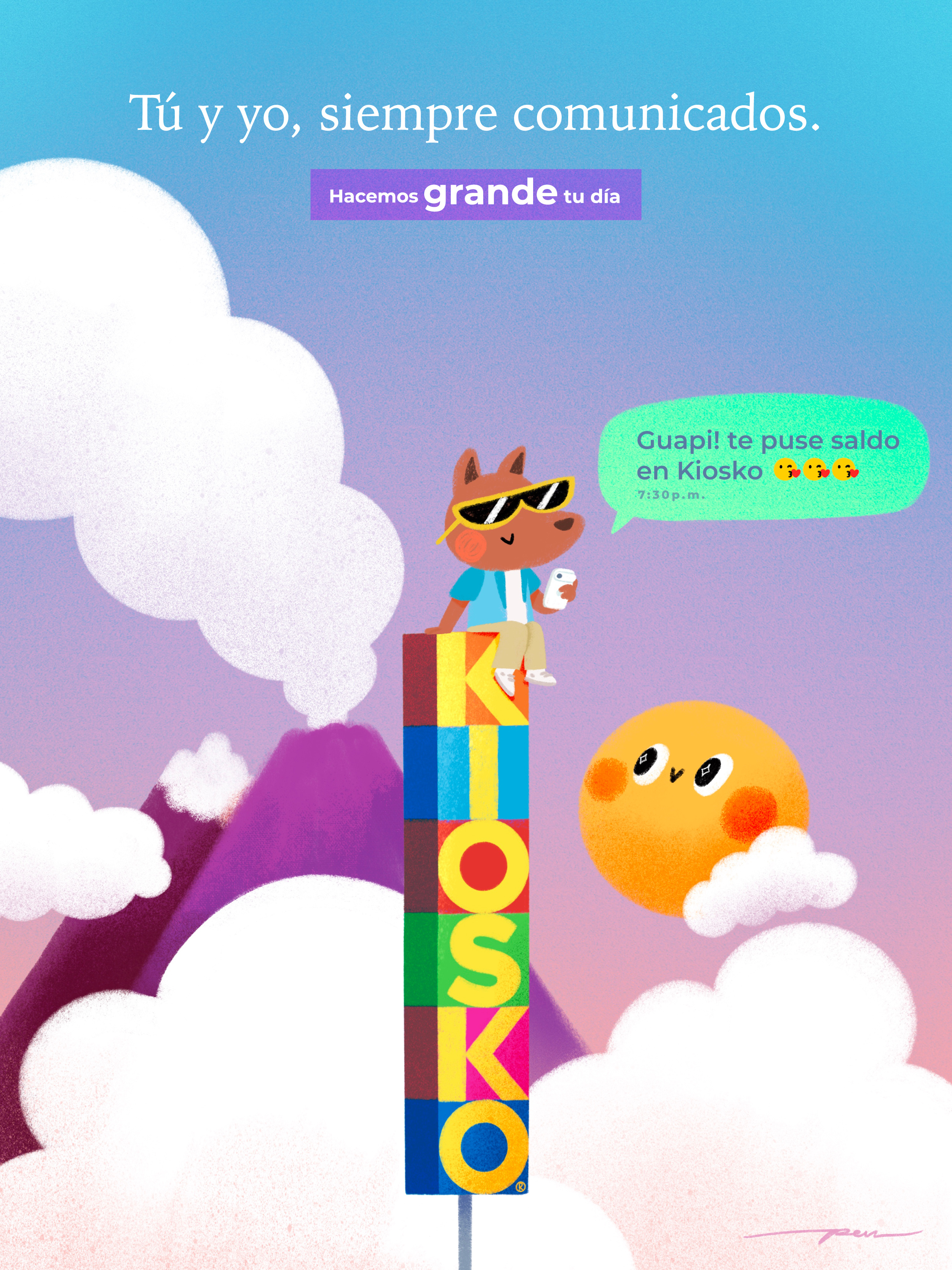 Kiosko 2026 ad cartoon character colima collab color cute design dog illustration kiosko store sun volcano