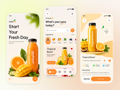 JuicyGo – Modern Juice Ordering App UI Design