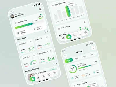 AI Healthcare Mobile App UI/UX ai assistant ai healthcare appointment booking digital healthcare doctor consultation fitness tracking health tracking healthcare app healthcare dashboard medical app minimal design mobile app mobile app design mobile ui modern app design product design smart healthcare telemedicine ui ux design wellness app
