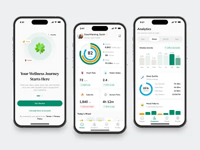 Personal Health Mobile App Exploration android app chart clean design fireart ios kpi metrick mobile onboarding sport stats track ui ux