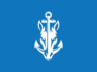 modern bold anchor horse head logo anchor animal animals army blue brand and identity face fish head horse logo marine minimilist premade logos sail sea speed strength strong wild