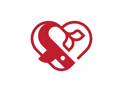 modern bold whale heart logo adventure animal animals aquatic care charity deep fish heart love marine minimilist ocean red sail sea tail underwater valentine whale