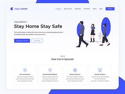 Clear covid - landing page UI covid health landing page safety ui ux vaccination web