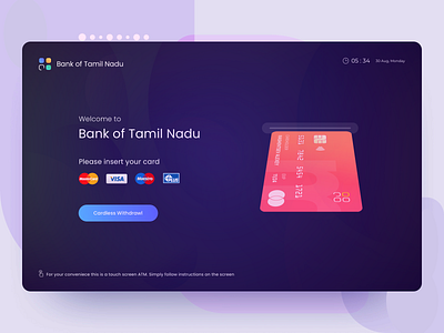 ATM machine - Home page UI atm banking card home page landing page ui ux