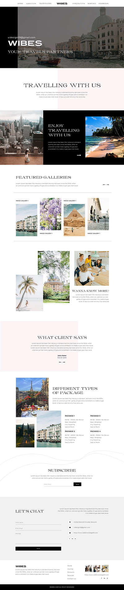 Travelling Landing Page Design - Adobe-XD branding graphic design landing page ui website design