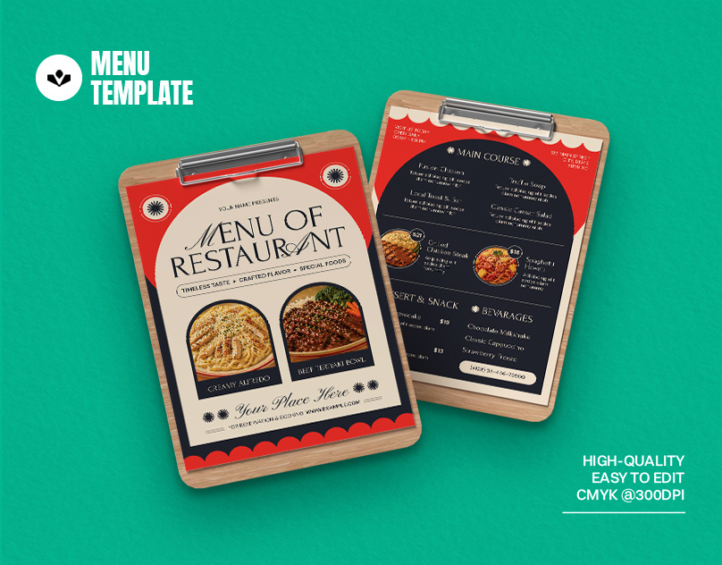 Retro Restaurant Menu design drink food marketing menu restaurant retro solasome template