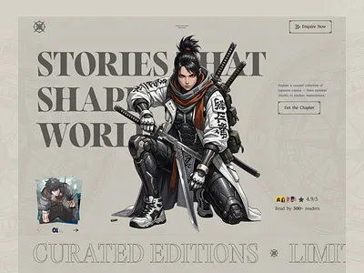 Cinematic manhwa landing page app book store branding design ebook landing page ecommerce graphic design illustration logo manhwa landing page manhwa store landing page minimal story telling ui uiux design ux vector