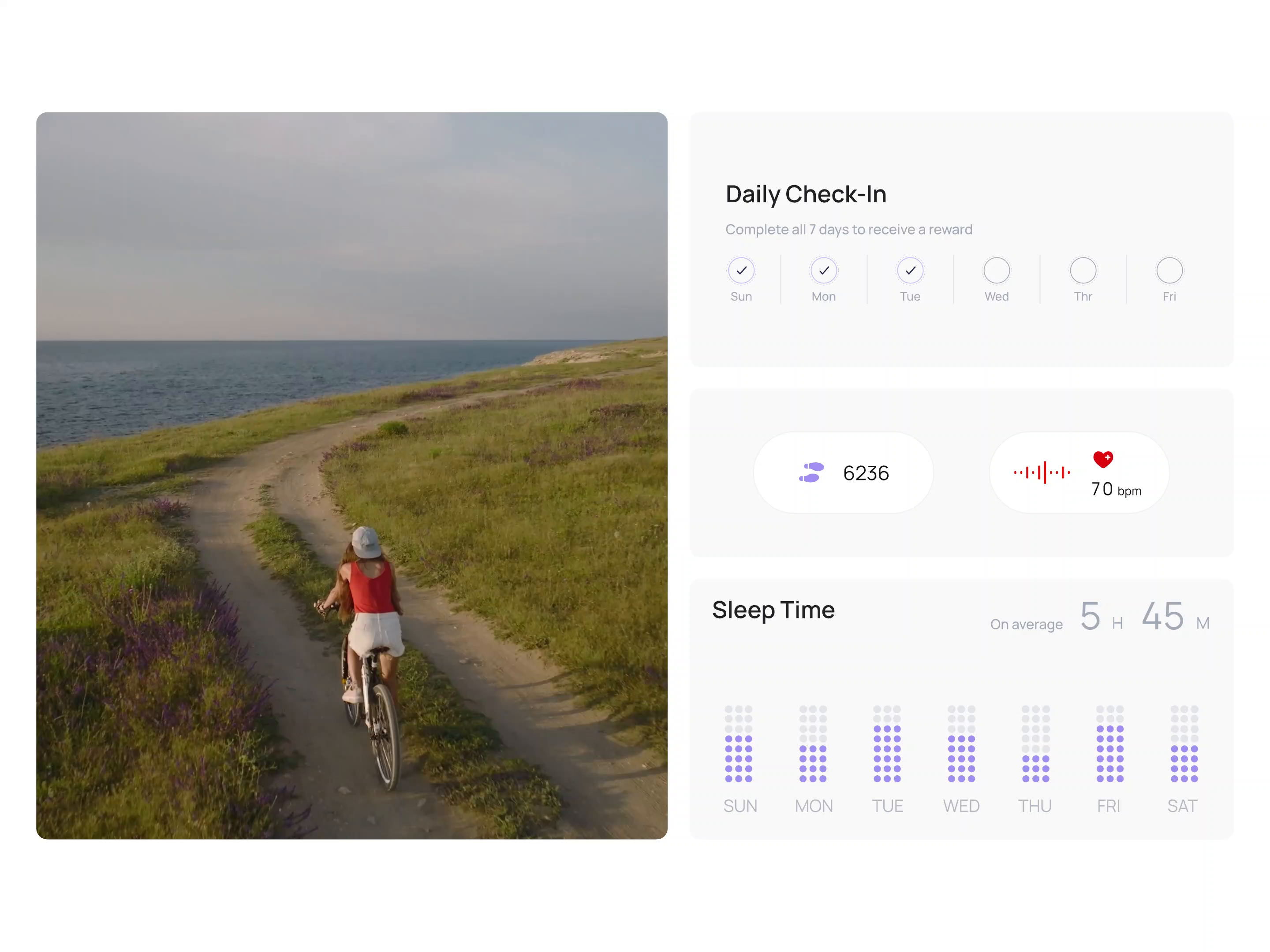 Dashboard Widgets for Check-In, Activity and Sleep Tracking