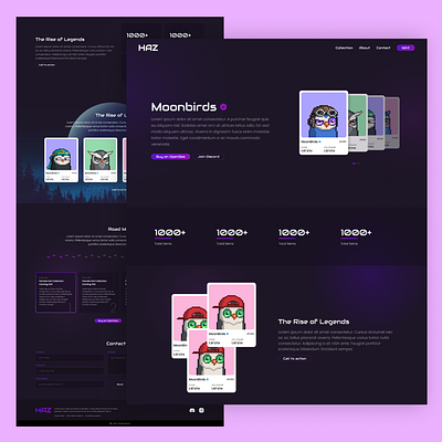 HAZ NFT Website Design dark theme nft ui user interface ux web design