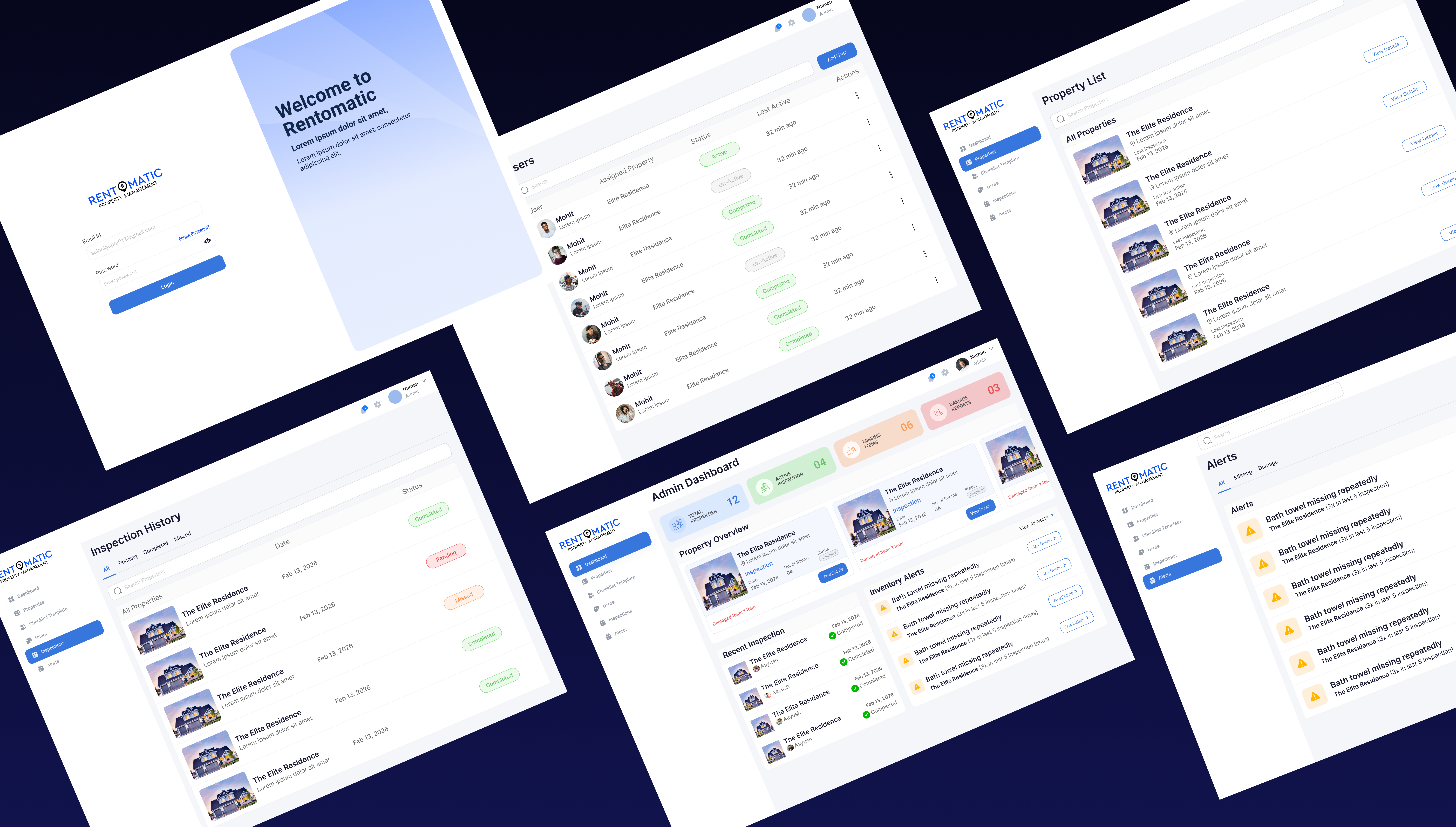 Admin Dashboard - Inventory & Property Management admin animation branding clean dashboard listing login pages professional ui
