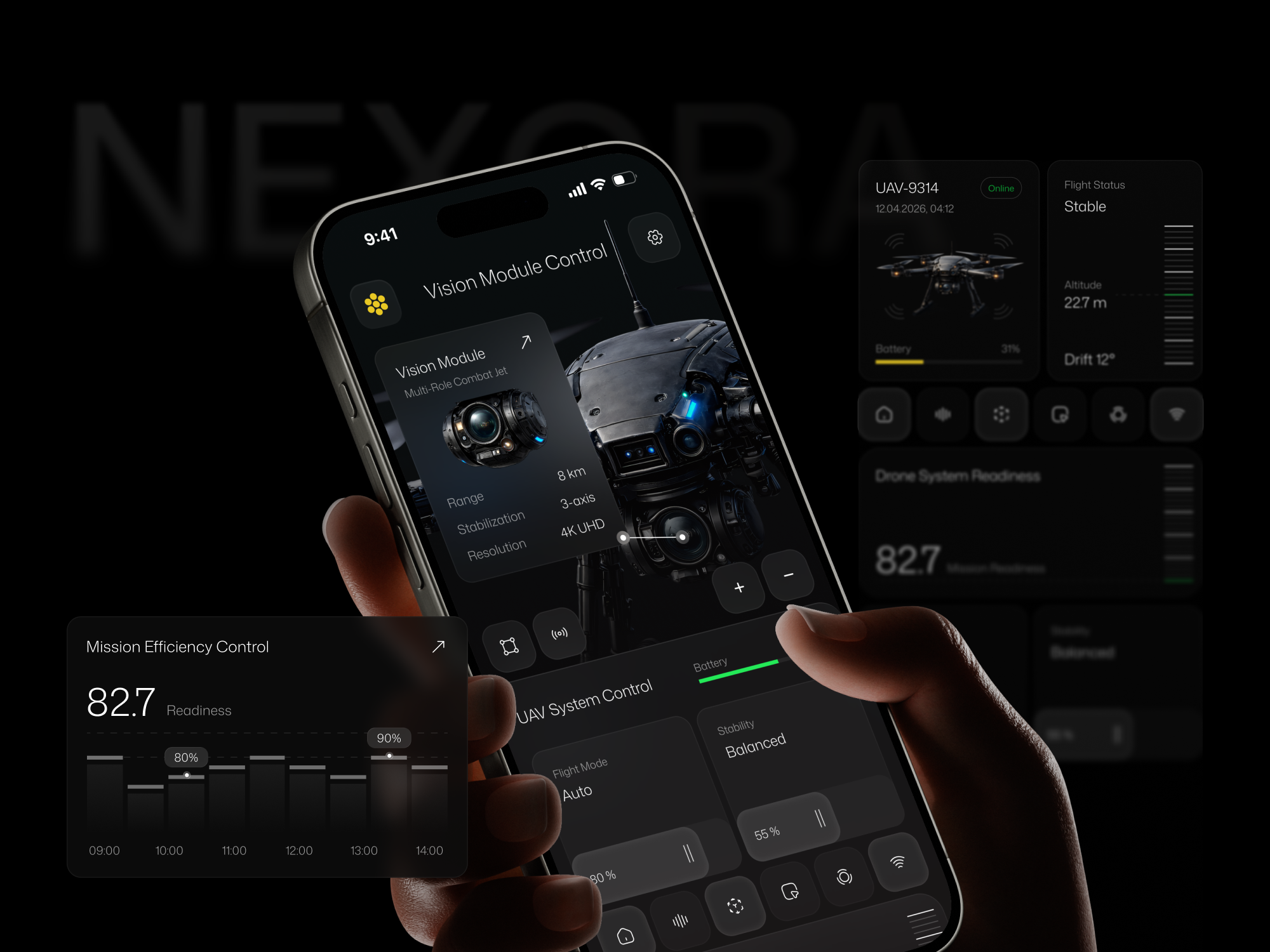 Nexora | Vision Control & Mission Efficiency UI aerospace application analytics platform b2b saas application command center dashboard data visualization uiux defense app design defense uiux drone control app fleet management uiux hardware control ui kpi dashboard app military tech uiux security tech uiux tactical software uiux telematics app design