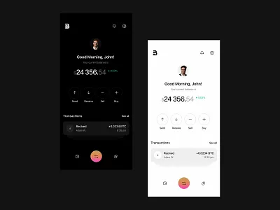 Bitwave — Crypto Wallet App app design banking bitcoin crypto cryptocurrency dark mode dark theme finance fintech ios ios app light theme minimal mobile app mobile design product design ui ui design ux wallet