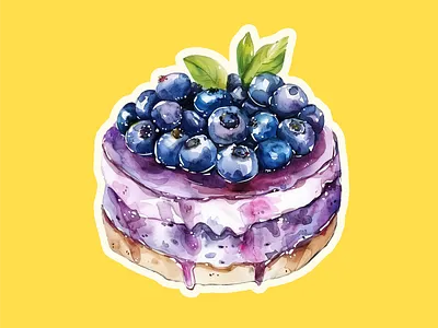 Blueberry cake watercolor illustration beverage blueberry bold brand design brand designer brand identity branding cake custom logo dessert food fun graphic design graphic designer illustration logo designer logomark matcha watercolor