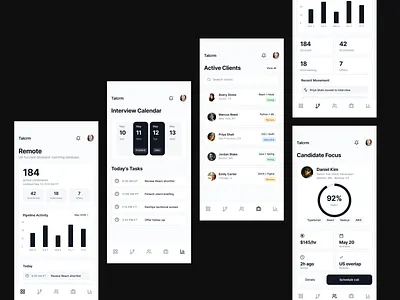 Talcrm Mobile — Developer Recruiting CRM analytics app design crm dashboard data visualization developers hiring hr hr tech ios ios app mobile app mobile design pipeline recruiting saas talent ui ui design ux