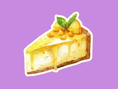 Mango cheesecake watercolor illustration beverage bold brand design brand designer brand identity branding cake cheesecake custom logo dessert food fun graphic design illustration logo design logo designer logotype mango matcha watercolor