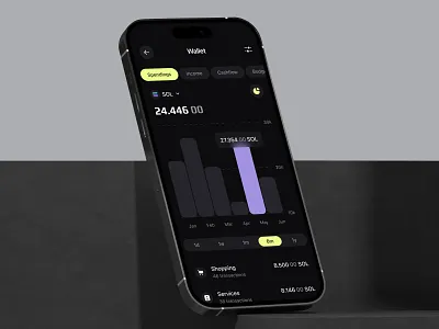 Solwave — Solana Wallet & Spending Analytics analytics banking budget chart crypto cryptocurrency dark theme dashboard data visualization defi finance fintech ios ios app mobile app sol solana spending wallet web3