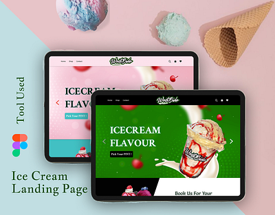 Ice Cream Website Landing Page Ui Design fajarchaudhary figma icecream icecreamshop landingpage uidesign uiux userinterface waterice web websitedesign