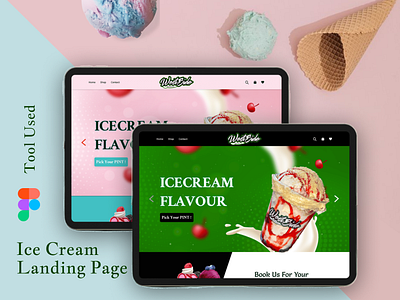 Ice Cream Website Landing Page Ui Design fajarchaudhary figma icecream icecreamshop landingpage uidesign uiux userinterface waterice web websitedesign