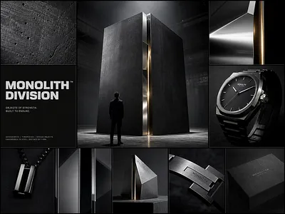 Brand Identity - Brutalist Steel Accessories accessories architectural branding brutalism concrete dark mode graphic design industrial design jewelry lifestyle luxury minimalist monochrome packaging product design steel texture typography visual identity watch design