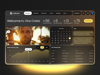 Talboost – Job Application Tracker Dashboard UI Design