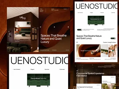 Ueno Studio — Interior Design Landing Page Exploration architect branding decor design ecommerce elementor framer furniture home house interior landing page studio ui webflow website wordpress