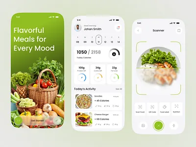 Smart Nutrition & Food Scanner App UI 3d ai app design calorie tracker dribbble figma design fitness food scanner health health app healthy lifestyle inspiration mobile app mobile app design nutrition popular product design ui ux wellness app