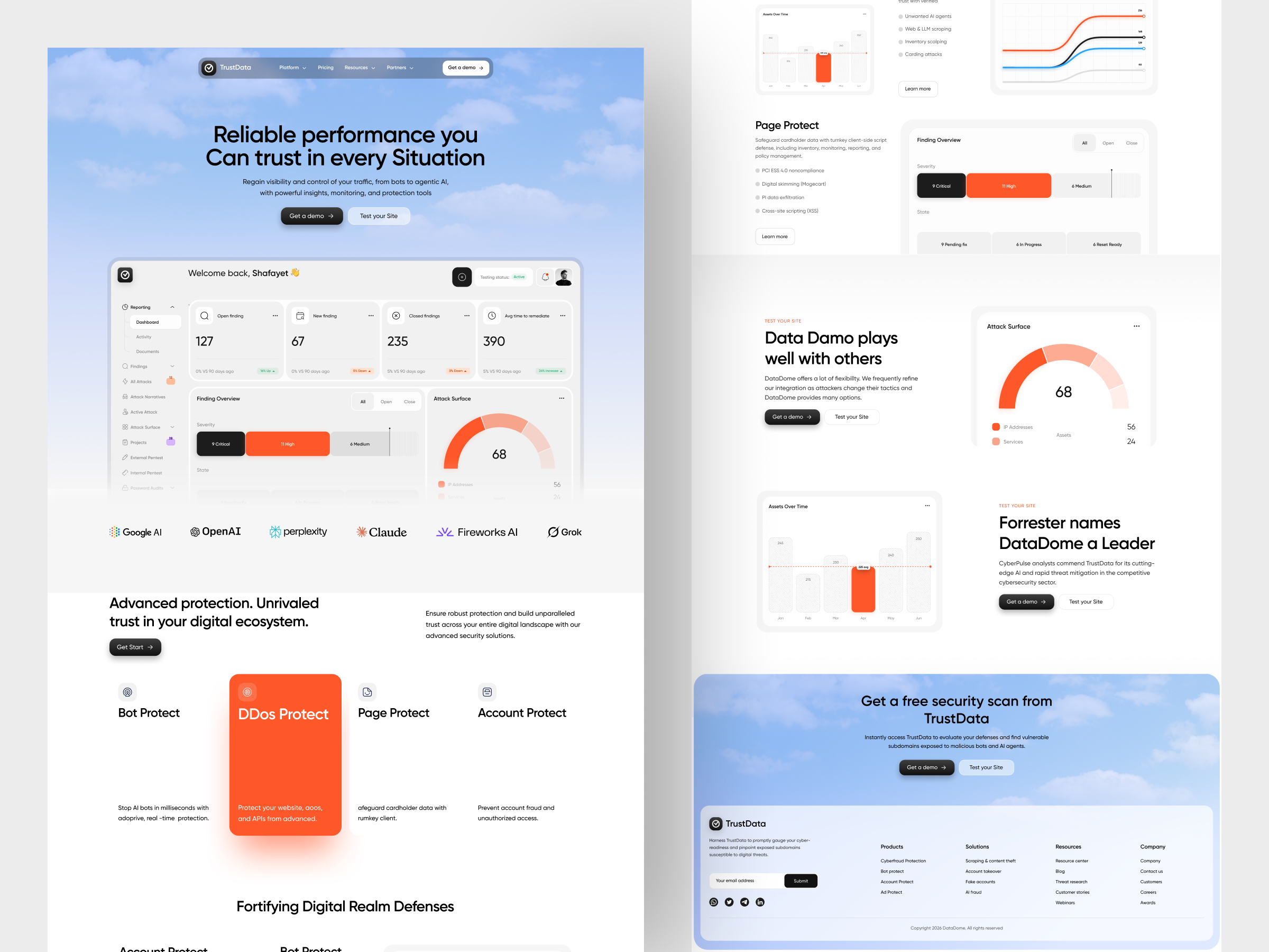 Cybersecurity Landing Page attack surface management cloud server cybersecurity cybersecurity landing page cybersecurity dashboard cybersecurity web design data analytics landing page marketing website network security security software development technology ui ux website design