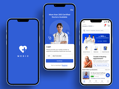 Medic - Doctor Appointment App UI app design branding design doctor app figma minimal practo product design ui ux
